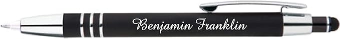 ExpressDesigns™ - Personalized Pens Gift Set - 2 Pack of | LED Flashlight Soft Touch Metal Pens w/gift box | Luxury Ballpoint Pen Custom Engraved with Name or Message | Light Up Pens (Black - Blue)