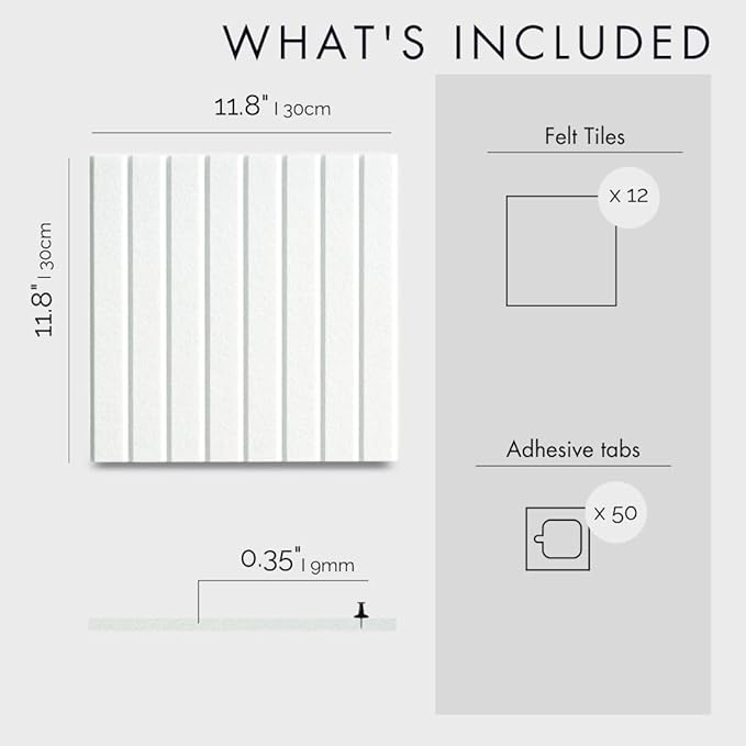 Large Cork Boards for Walls Black Felt Board Alternative - Slat Wall Paneling, Felt Bulletin Board Tiles for Office Decor, Push pin Board Office Wall Organizer -12-Pack (Milky White)-DeskLoop Office