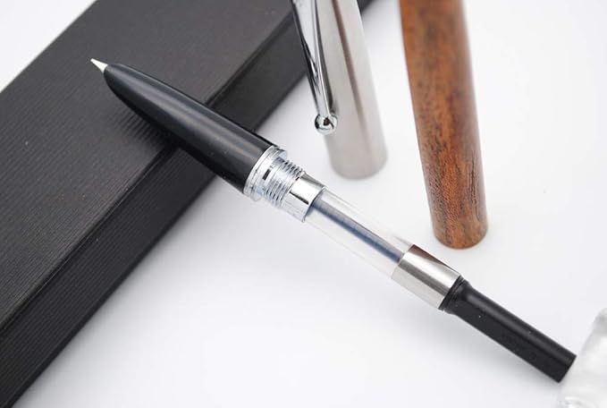 JINHAO 51A Wooden Fountain Pen Steel Cap (Peach Wood, Extra Fine Nib 0.38mm)-DeskLoop Office