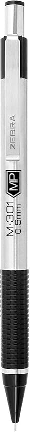 Zebra Pen M-301 Mechanical Pencil, Stainless Steel Barrel, Fine Point, 0.5mm, Black Grip, 2 Count (Pack of 1)