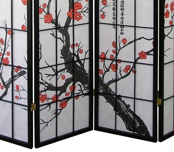 NicBex Room Divider 4 Panel Room Dividers with Oriental Style Partition Room Dividers and Folding Privacy Screens Wall Divider for Home, Office, Room Separation,71" W x 2" D x 71" H, Black-DeskLoop Office