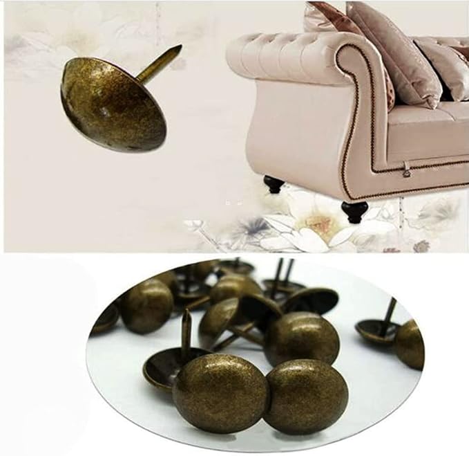 500Pcs Upholstery Tacks, BetterJonny Decorative Furniture Nails Pins 17X11MM Bronze Metal Thumb Tacks for Upholstered Furniture Cork Board, Home Decor-DeskLoop Office