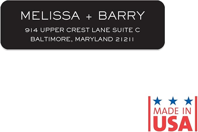 Striking Black Modern Rolled Address Labels/Roll of 250 Personalized Address Labels/Designer Return Address Stickers in Elegant Plastic Dispenser-DeskLoop Office