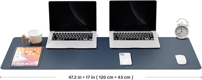 Large Cork Desk Mat - 47.2"x 17" Desk Pad for Office and Home - Ideal for Large Mouse Pad and Desk Mats on Top of Desks(Dark Blue)-DeskLoop Office