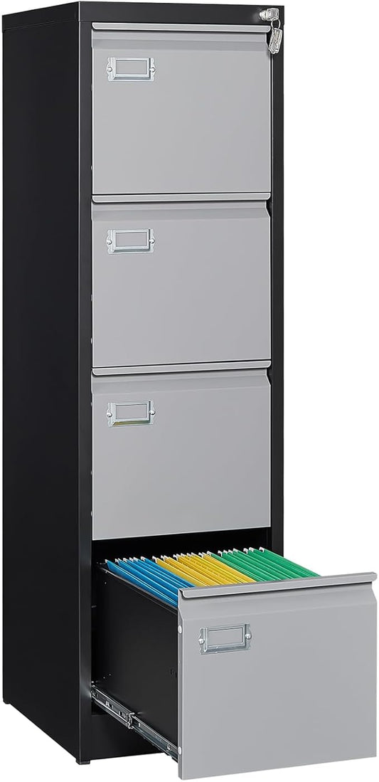 SISESOL 4 Drawer Vertical File Cabinet with Lock,Steel Filing Cabinet, Metal Filing Cabinets for Home Office Organizer Storage Cabinets Letter Size/A4/Legal,-Assembly Required-DeskLoop Office