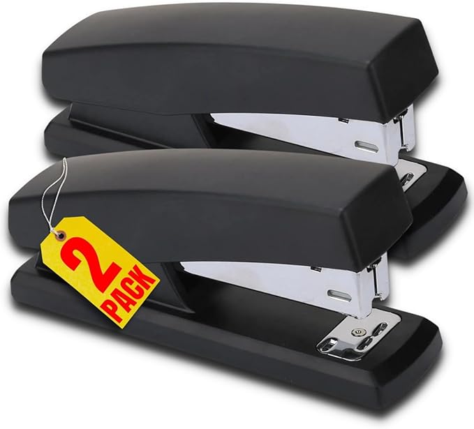 Always23 Stapler, Stapler for Classroom, 20-Sheet Capacity, Staplers, 2 Pack Black.-DeskLoop Office