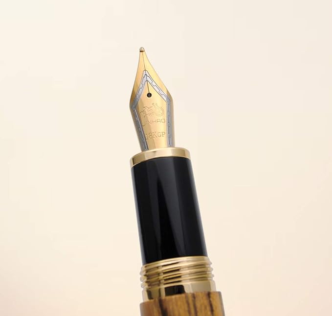 JINHAO 9056 Natural Wood Fountain Pen Handmade Ink Pen (Tiger Wood, Medium Nib 0.7mm)-DeskLoop Office