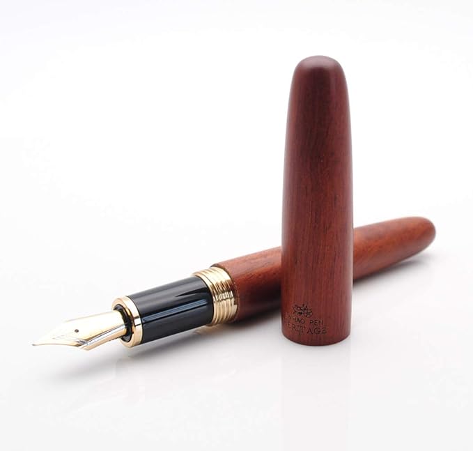 JINHAO 9056 Natural Wood Fountain Pen Handmade Ink Pen (Rosewood, Fine Nib 0.5mm)-DeskLoop Office