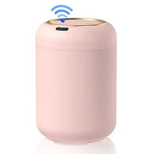 Procade Automatic Motion Sensor Bathroom Trash Can with Lid, 3 Gallon Touchless Trash Bin, Smart Plastic Garbage Can, Mini Pink Wastebasket for Toilet, Office, rv, Bedroom, Living Room-DeskLoop Office