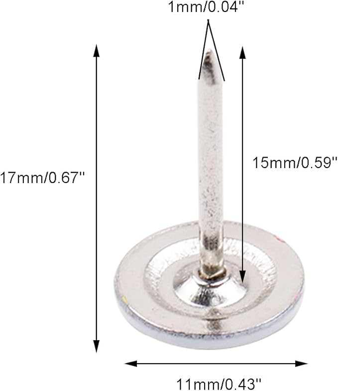 100Pcs Flat Head Upholstery Tacks Home Furniture Decor Tacks Upholstery Nails Flat Push Pins Flats Thumb Tacks White (11mmx17mm)-DeskLoop Office