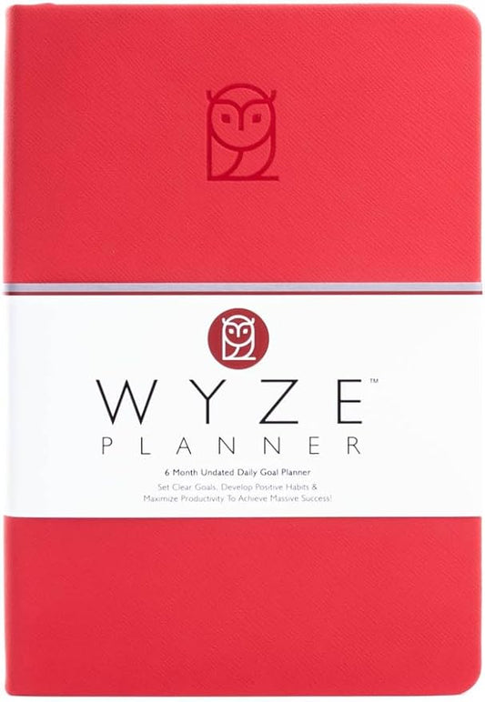 Undated Daily Planner – 6-Month A5 Productivity Organizer with Full Page Per Day, Hourly Schedule, Goal Setting, Habit Tracker, Weekly & Monthly Pages – Hardcover Time Management Notebook (Red)-DeskLoop Office
