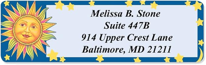 Celestial Blue Designer Rolled Address Labels with Elegant Plastic Dispenser-DeskLoop Office