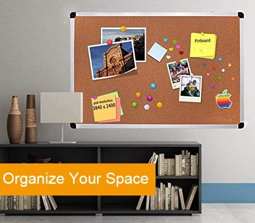2-Pack 36 x 24 Inch Cork Board Bulletin Notice Board Message Memo Pin Board for Home Office School, Silver Aluminum Frame-DeskLoop Office