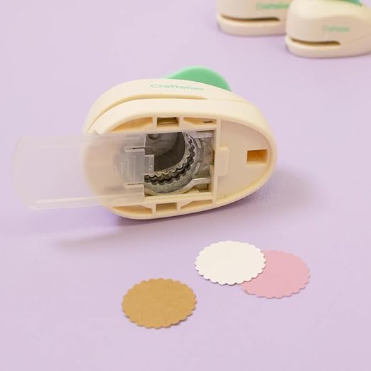 Craftelier - Circle Scallop Punch Set | 3/8", 5/8" & 1" Shape Scalloped Hole Puncher for Paper Crafts | Round Scalloped Hole Punch for Scrapbooking, DIY Cards & Journals | Craft Punch Set for Paper-DeskLoop Office