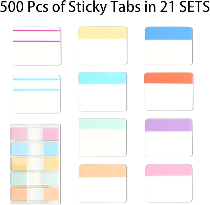 Sticky Index Tabs Book Page - 500Pcs 2 Inch Writable Colored Pages Markers, Repositionable File Tab Flags Labels Self Adhesive Reading Divider Sticker for Books, Binders, Notebook Files Folders,Pastel-DeskLoop Office