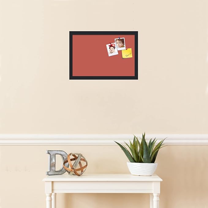 PinPix 18x12 Inch Cork Bulletin Board. This Decorative Framed Pin Board Comes with Crimson Pastel Design and a Satin Black Frame. Ideal for Home Office Decor or Message Board (PinPix-1807)-DeskLoop Office