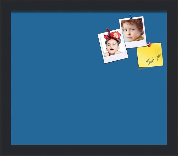 PinPix 14x12 Inch Cork Bulletin Board. This Decorative Framed Pin Board Comes with Navy Pastel Design and a Satin Black Frame. Ideal for Home Office Decor or Message Board (PinPix-1811)-DeskLoop Office