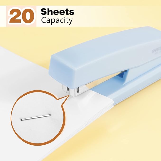 Tamaki Stapler, Office Stapler, Small Staplers for Desk, Blue-DeskLoop Office