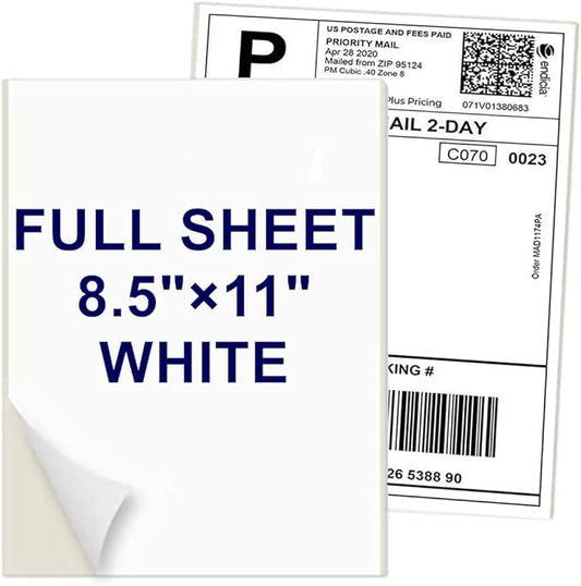 8.5" x 11" Shipping Labels Full Sheet Labels, Self Adhesive Printable White Sticker Paper for Laser & Ink Jet Printers (500 Labels)-DeskLoop Office