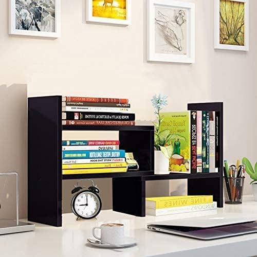 Sorfity Desktop Bookshelf Desk Storage Organizer Adjustable Wood Desktop - Image 7