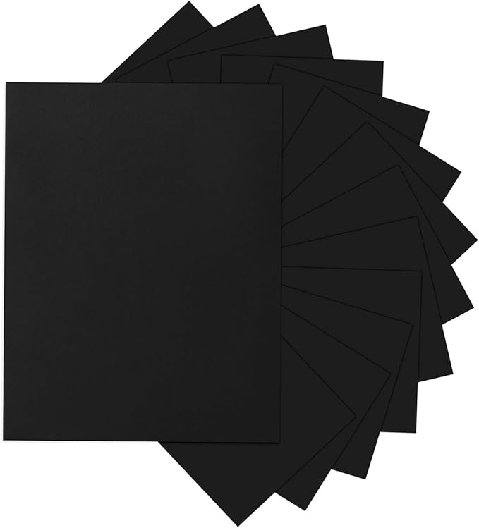 24 Sheets Black Cardstock 8.5 x 11 Black Paper, Goefun 80lb Card Stock Printer Paper for Halloween, Invitations, Scrapbooking, Crafts, DIY Cards-DeskLoop Office