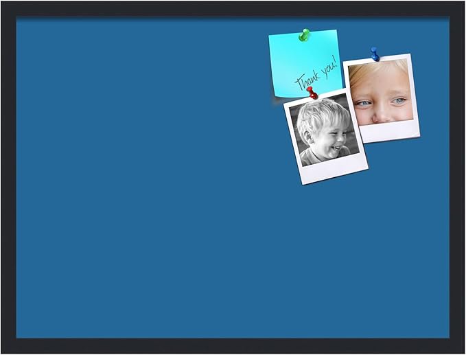 PinPix 27x20 Inch Cork Bulletin Board. This Decorative Framed Pin Board Comes with Navy Pastel Design and a Satin Black Frame. Ideal for Home Office Decor or Message Board (PinPix-1811)-DeskLoop Office