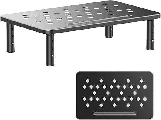 Computer Monitor Stand for Desk,Laptop Stand,Printer Stand,Adjustable and Stackable Height Increasing Storage Rack Suitable for Office, Home, and School Supplies,Black-DeskLoop Office