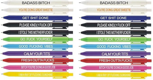 22Pcs Funny Pens Set for Adults, Swear Word Daily Ballpoint Novelty Pens, Set Days of The Week Dirty Cuss Word Pens for Each Day Funny Office Gifts for Coworkers-DeskLoop Office