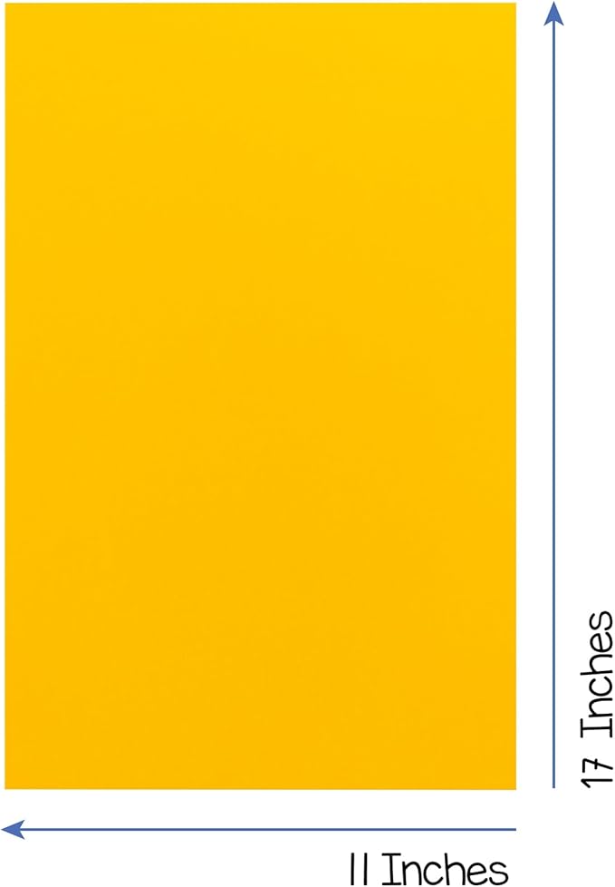 Hygloss Yellow Bright Colored Cardstock - 11x17-Inch, 50 Sheets, 65 lb/ 176 gsm, Fade-Resistant, Acid-Free Color Card Stock Paper-DeskLoop Office