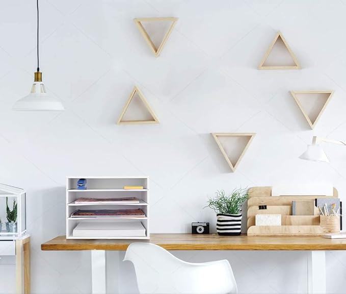 Paper Organzier Wood Desktop Organizer Storage Letter Tray File Sorter with Adjustable Shelves for Home Office-DeskLoop Office