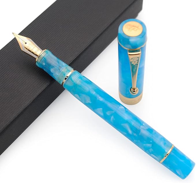 JINHAO 100 Fountain Pen with Ink Converter (Medium Nib 0.7mm, Sky Blue-C)-DeskLoop Office