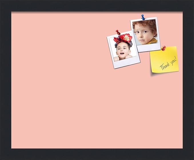 PinPix 15x12 Inch Cork Bulletin Board. This Decorative Framed Pin Board Comes with Pink Pastel Design and a Satin Black Frame. Ideal for Home Office Decor or Message Board (PinPix-1813)-DeskLoop Office