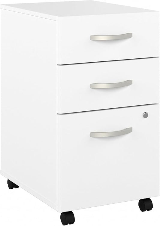 Bush Business Furniture Studio C 3 Drawer Mobile File Cabinet in White-DeskLoop Office