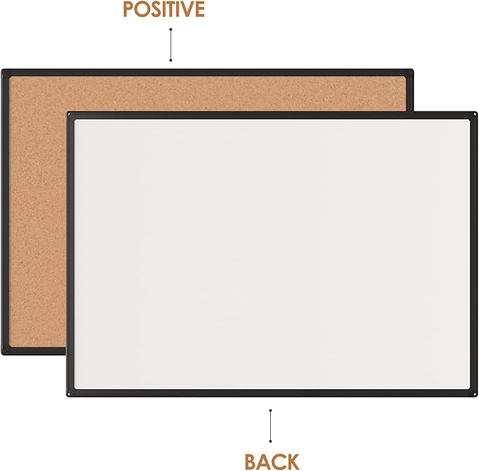 Board2by 2-Pack Cork Board Bulletin Board 48 x 36, Black Aluminium Framed 4x3 Corkboard, Office Board for Wall Cork, Large Wall Mounted Notice Pin Board with 18 Push Pins for School, Home & Office-DeskLoop Office