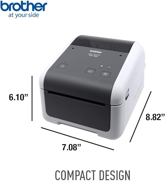 Brother TD4410D 4-inch Thermal Desktop Barcode and Label Printer, for Labels, Barcodes, Receipts and Tags, 203 dpi, 8 IPS, Standard USB and Serial, 6.1"x7.1"x8.8"-DeskLoop Office