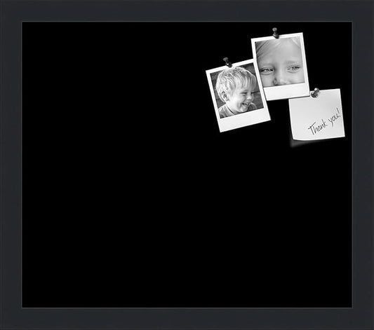 PinPix 15x13 Inch Cork Bulletin Board. This Decorative Framed Pin Board Comes with Solid Black Design and a Satin Black Frame. Ideal for Home Office Decor or Message Board (PinPix-622)-DeskLoop Office