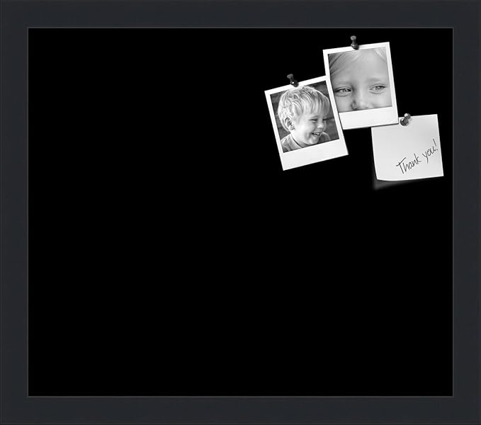 PinPix 15x13 Inch Cork Bulletin Board. This Decorative Framed Pin Board Comes with Solid Black Design and a Satin Black Frame. Ideal for Home Office Decor or Message Board (PinPix-622)-DeskLoop Office