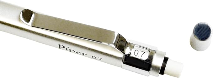 PIPER Quadrata Metal Mechanical Pencil 0.7mm with Erasers and HB #2 Lead Refills for Art, Sketching, Writing, Drafting (Satin Silver)-DeskLoop Office