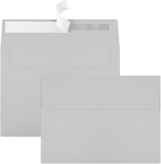 50 Packs 5x7 Dark Gray Envelope, Gray Envelopes 5x7, Dark Gray Invitation Envelope, Envelopes Self Seal for Weddings, Invitations, Photos, Greeting Cards, Mailing (Light grey)-DeskLoop Office