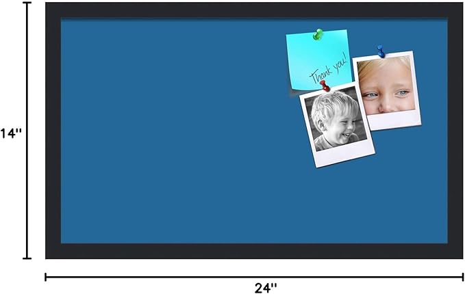 PinPix 24x14 Inch Cork Bulletin Board. This Decorative Framed Pin Board Comes with Navy Pastel Design and a Satin Black Frame. Ideal for Home Office Decor or Message Board (PinPix-1811)-DeskLoop Office