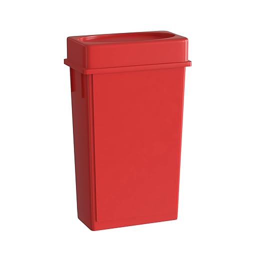 23 Gallon Red Slim Jim Trash Can with Drop Shot Lid-DeskLoop Office