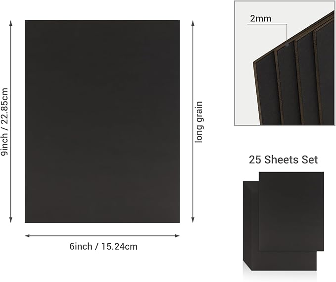 25 Pcs Book Board, Binder Board, Cover Board, Heavy Duty Chipboard for Book Binding, DIY Cardboard (Black, 9 x 6 Inch 80PT)-DeskLoop Office