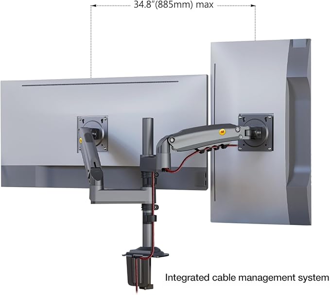 NB North Bayou Dual Monitor Desk Mount Stand Full Motion Swivel Computer Monitor Arm Fits 2 Screens up to 27'' with Load Capacity 4.4~19.8lbs for Each Monitor H180-G-DeskLoop Office