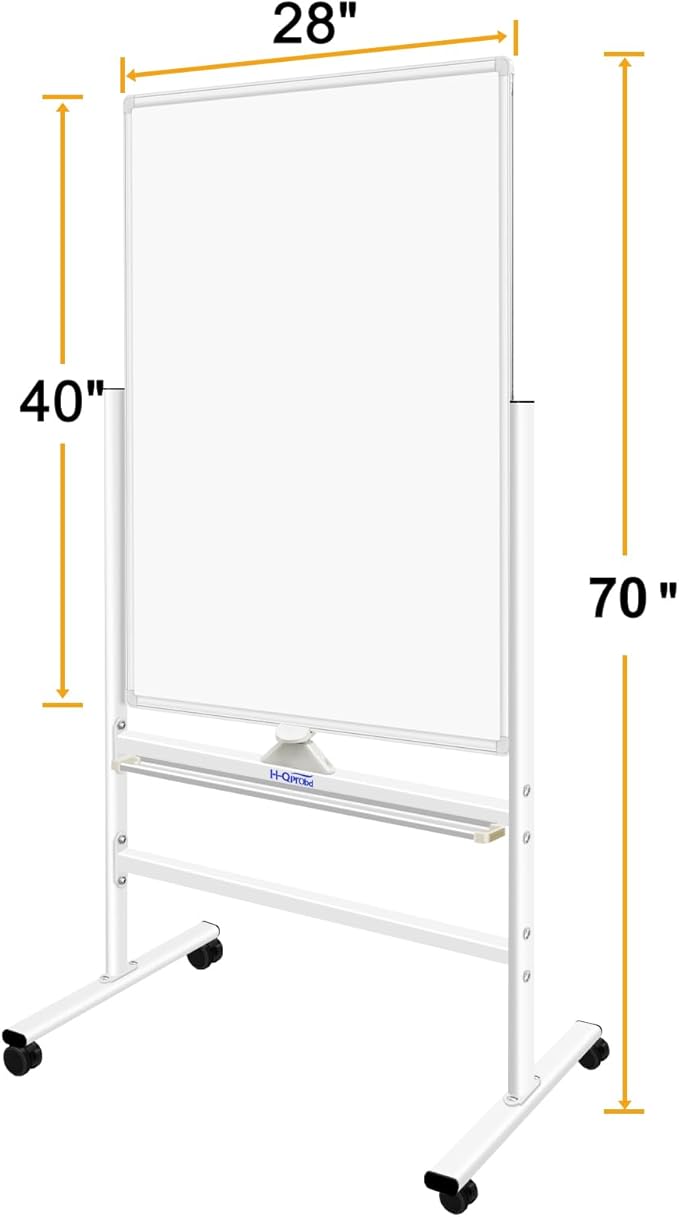 H-Qprobd Magnetic Whiteboard Mobile Dry Erase Board with Stand 40"x28" Double Side Rolling Whiteboards on Wheels for Home, Office & School-DeskLoop Office