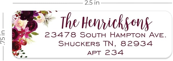 Fall Floral Rolled Address Labels / 250 Personalized Return Address Labels/Designer Address Stickers in Elegant Plastic Dispenser-DeskLoop Office