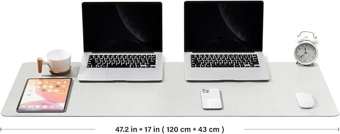 Large Cork Desk Mat - 47.2"x 17" Desk Pad for Office and Home - Ideal for Large Mouse Pad and Desk Mats on Top of Desks(White)-DeskLoop Office