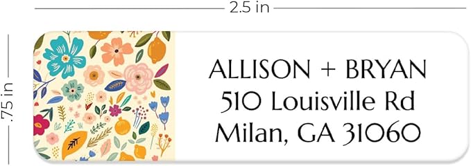 Multi-Floral Print Rolled Address Labels / 250 Personalized Return Address Labels/Designer Address Stickers in Elegant Plastic Dispenser-DeskLoop Office