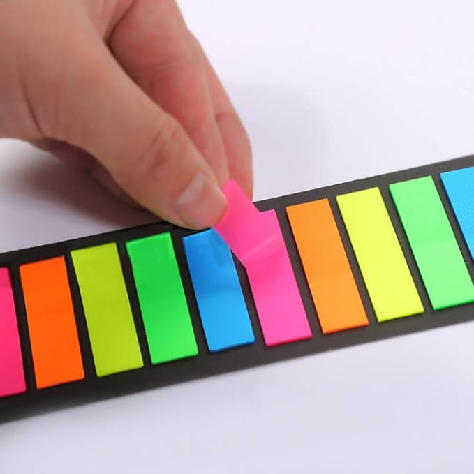 3000 Pieces Neon Page Markers Sticky Index Tabs, Colored Index Tab Flags, Fluorescen Sticker Tabs Note for Books, 12 Sets 2 Designs-DeskLoop Office