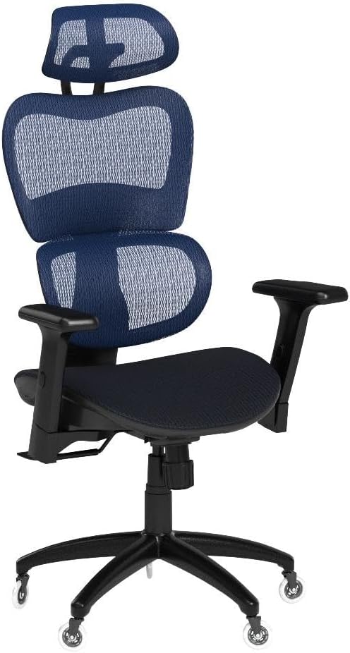Nouhaus Ergo3D Ergonomic Office Chair Lumbar Support Mesh Office Chair with 4D Adjustable Armrest, Adjustable Headrest and Wheels, Mesh High Back Home Office Desk Chairs(Blue)-DeskLoop Office