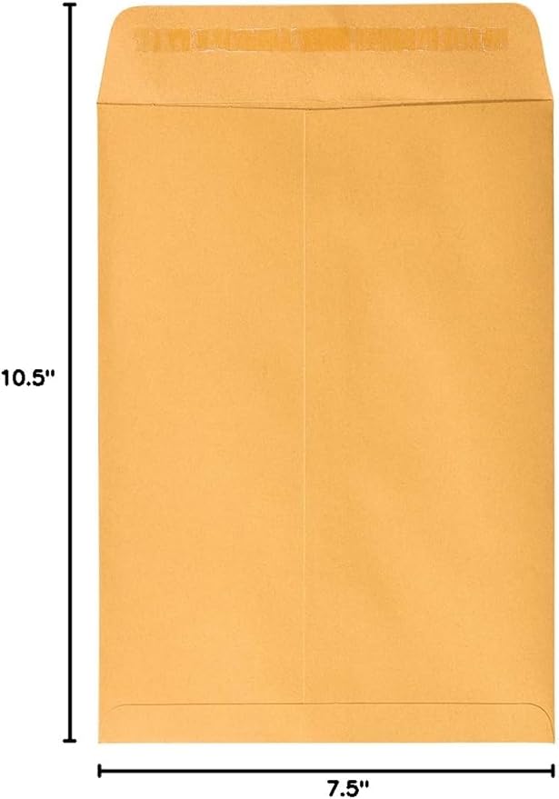 JAM PAPER 7 1/2 x 10 1/2 Open End Catalog Envelopes with Peel and Seal Closure - Brown Kraft Manila - 50/Pack-DeskLoop Office